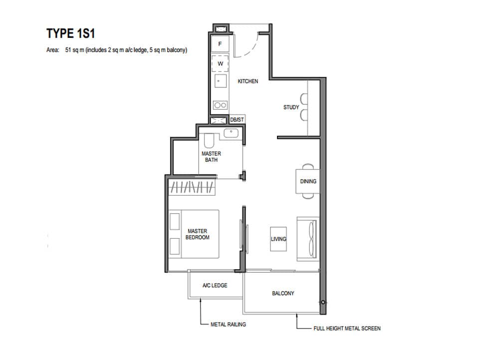 1 Bedroom + Study